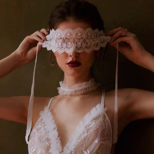私房配饰 - 氛围感禁欲蕾丝眼罩(白)