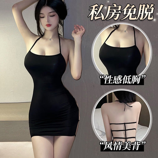 性感尤物 - 顶级诱惑露背贴身吊带裙(黑色)