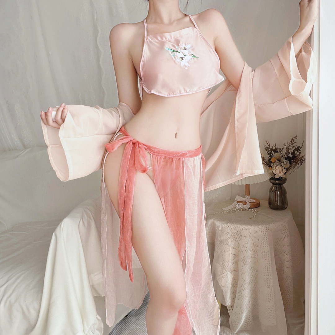 Sexy Lingerie|Vancouver|Eastern Elegance-Sexy National Style Boutique Embroidery Suit (Lotus Petal Pink) PeachMOMO - Your Secret Closet in CA Sexy Lingerie|Vancouver|Eastern Elegance-Sexy National Style Boutique Embroidery Suit (Lotus Petal Pink) PeachMOMO - Your Secret Closet in CA