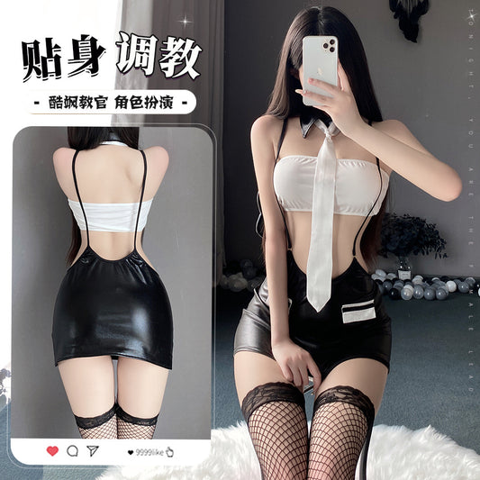 Uniform Temptation - Cool Sassy Instructor Patent Leather Skirt Set